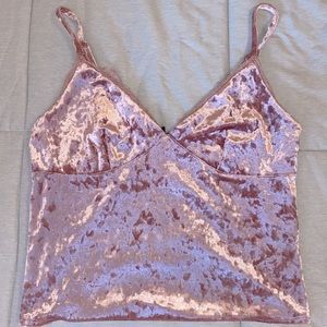 M Forever 21 pink velvet lace trim shirt